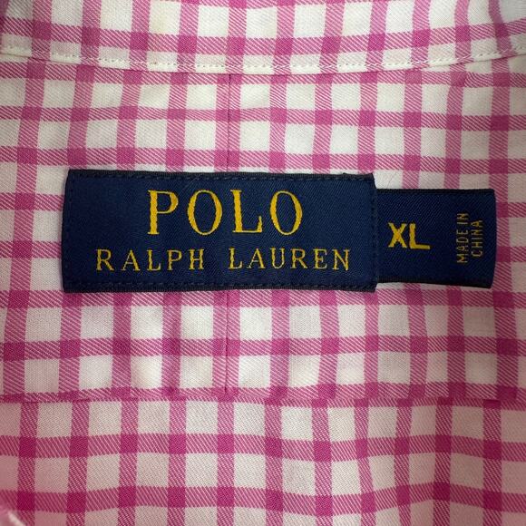 Polo Ralph Lauren Pink and White‎ Checked Long Sleeve Button Up Shirt Size XL - Picture 2 of 8